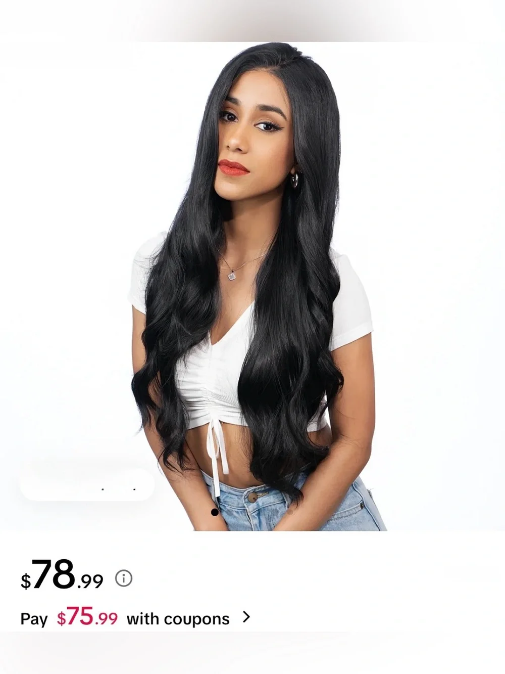 Black Long Wavy Women's Hair Extension / Wig - Sleek Natural Look